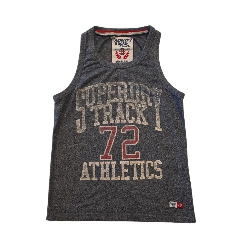 Superdry Track & Field Tank Top Mens L Heather Gray 72 Athletics Graphic